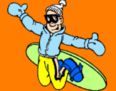 Disegno Salto con lo snowboard pitturato su Francesco