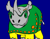 Disegno Rinoceronte  pitturato su Corno dilatasaurus