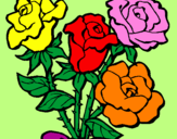 Disegno Mazzo di rose  pitturato su lory