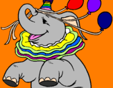 Disegno Elefante con 3 palloncini  pitturato su aina