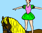 Disegno Trapezista in groppa al cavallo pitturato su victoria