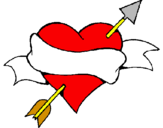 Disegno Cuore, data e fiocco  pitturato su cuore-freccia 2