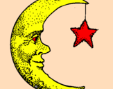 Disegno Luna e stelle  pitturato su ruan daniel