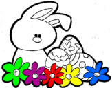 Disegno Coniglietto di Pasqua  pitturato su aurora