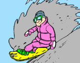 Disegno Discesa in snowboard  pitturato su aleandro