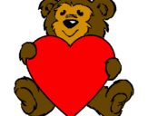 Disegno Orso innamorato  pitturato su orsetto cuore