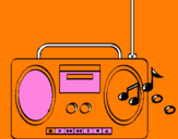 Disegno Radio cassette 2 pitturato su meryon