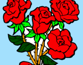 Disegno Mazzo di rose  pitturato su teresa