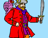 Disegno Pirata con il pappagallo  pitturato su alessio