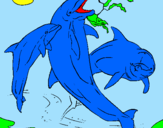 Disegno Delfini che giocano  pitturato su sammy