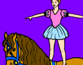 Disegno Trapezista in groppa al cavallo pitturato su ERIKA