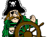 Disegno Capitano dei pirati  pitturato su il timoniere