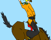 Disegno Cowboy a cavallo  pitturato su carmine