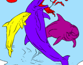 Disegno Delfini che giocano  pitturato su DOMI