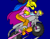 Disegno Strega in motocicletta  pitturato su GIACOMO