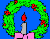 Disegno Corona augurale con una candela pitturato su ANDREA R