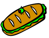 Disegno Panino II pitturato su sandwich