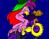Disegno Strega in motocicletta  pitturato su gio