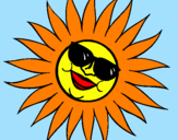 Disegno Sole con gli occhiali da sole pitturato su TATIANA