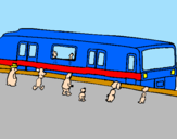 Disegno Passeggeri in attesa del treno  pitturato su Di Noia Antonio