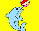 Disegno Delfino con una palla  pitturato su sarah 7