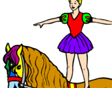 Disegno Trapezista in groppa al cavallo pitturato su Sara 