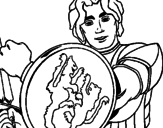 Disegno Cavaliere dallo scudo con leoni  pitturato su drago