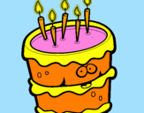 Disegno Torta di compleanno 2 pitturato su GIULIA