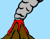 Disegno Vulcano pitturato su Picchio