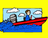 Disegno Acquatico barca pitturato su la barca a motore