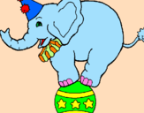 Disegno Elefante sulla palla  pitturato su sammy