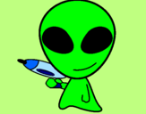 Disegno Alieno II pitturato su Martina