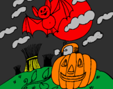 Disegno Halloween paesaggio pitturato su antonio paolino