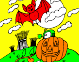 Disegno Halloween paesaggio pitturato su daniele