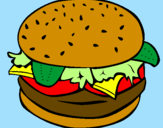 Disegno Hamburger completo  pitturato su Hamburger  Completo