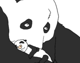 Disegno Orso panda con il suo cucciolo pitturato su jasmine