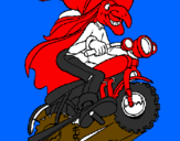 Disegno Strega in motocicletta  pitturato su fede