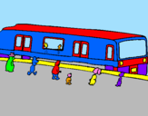 Disegno Passeggeri in attesa del treno  pitturato su LORENZO