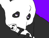 Disegno Orso panda con il suo cucciolo pitturato su 009