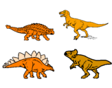 Disegno Dinosauri di terra  pitturato su marcello