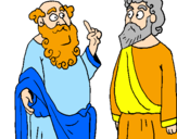 Disegno Socrate e Platone pitturato su Andrea