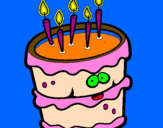 Disegno Torta di compleanno 2 pitturato su alice