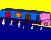 Disegno Passeggeri in attesa del treno  pitturato su andrea