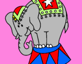 Disegno Elefante in scena  pitturato su beadiavoletta