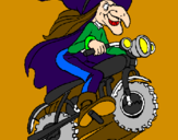 Disegno Strega in motocicletta  pitturato su gagghia