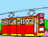 Disegno Tram con passeggeri  pitturato su 007
