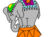 Disegno Elefante in scena  pitturato su silvia