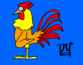 Disegno Gallo  pitturato su il cinesino