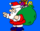 Disegno Babbo Natale e il suo sacco di regali  pitturato su giuseppe