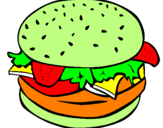 Disegno Hamburger completo  pitturato su MAMI